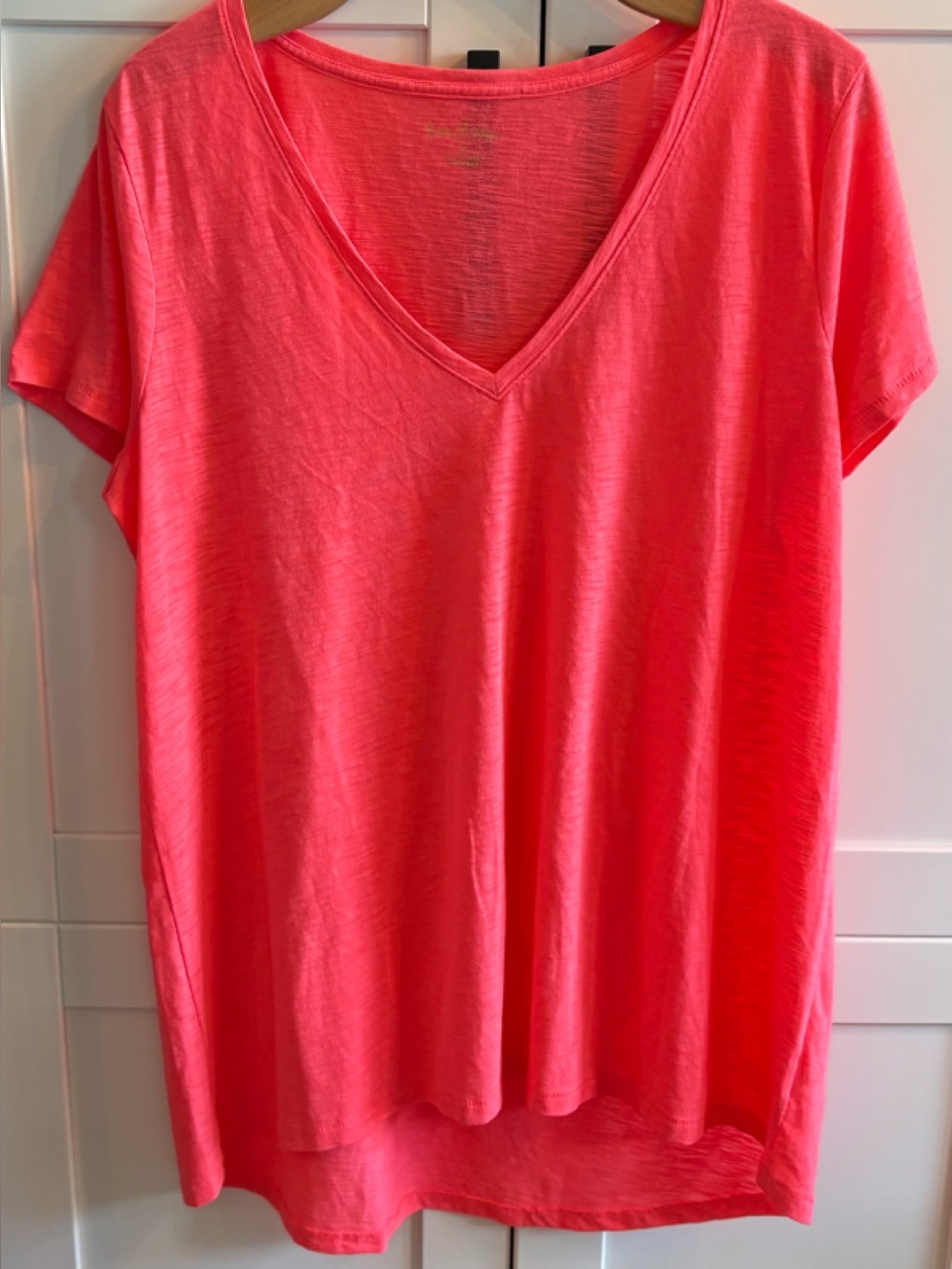 LILLY PULITZER  XLARGE / XL BRIGHT CORAL SS TEE TOP PIMA COTTON GREAT PRE-OWN